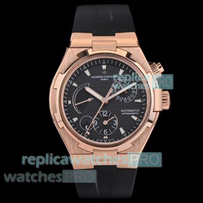 Swiss Replica Vacheron Constantin Overseas 47450 Rose Gold Black Dial Automatic Watch 